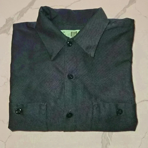 Reed Mens 100% Cotton Button Down Blue Gray Long Sleeve size Medium - Picture 3 of 7